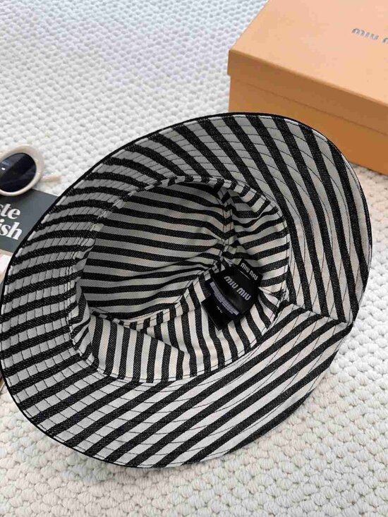 Miu Miu Black Cotton Bucket Hat with White Logo main image 4